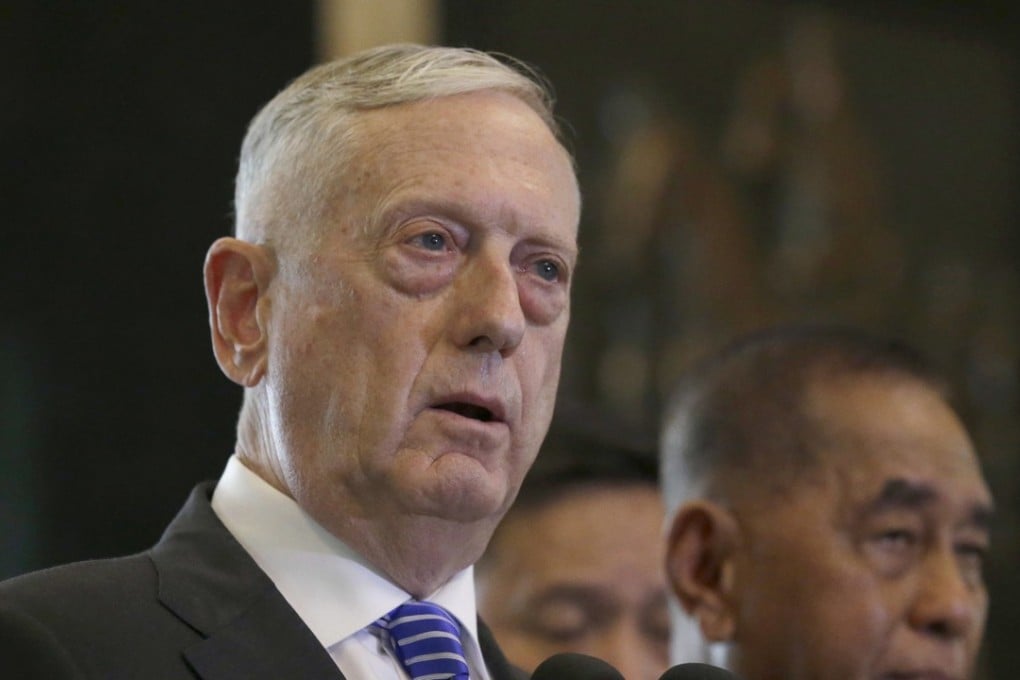 US Defence Secretary Jim Mattis speaks following a meeting with his Indonesian counterpart Ryamizard Ryacudu (right) in Jakarta on January 23. Mattis, a former US Marine Corps general, has declared the new Trump administration’s national security strategy a turn towards a focus on “great power competition”. Photo: AP