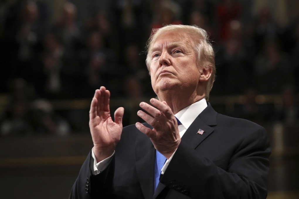 President Donald Trump delivers his State of the Union address in the House chamber of the US Capitol to a joint session of Congress on Tuesday. Photo: AP