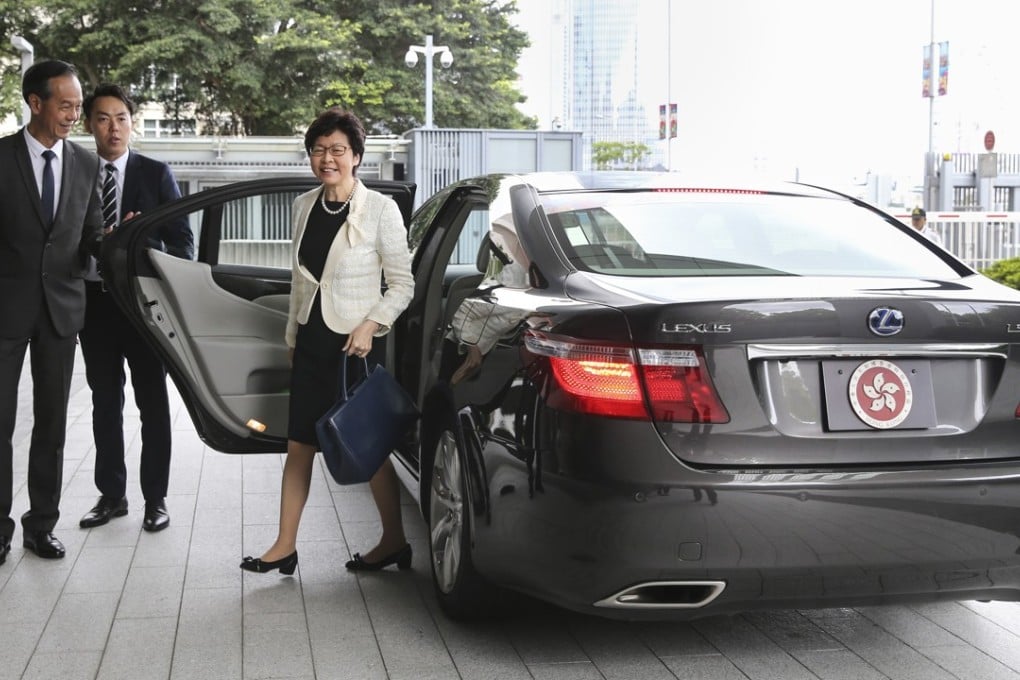 Carrie Lam Cheng Yuet-ngor arrives at the government headquarters in Tamar, Admiralty, on her first day of work as chief executive. Lam got off to a good start, but recent controversies are testing the public’s goodwill. Photo: Sam Tsang