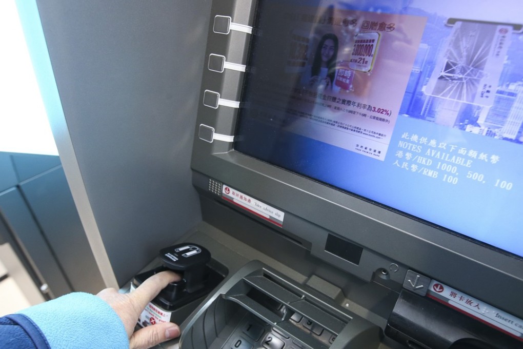 Close up of the first finger vein authentication ATM, launched by Bank of China in Central. Photo: David Wong