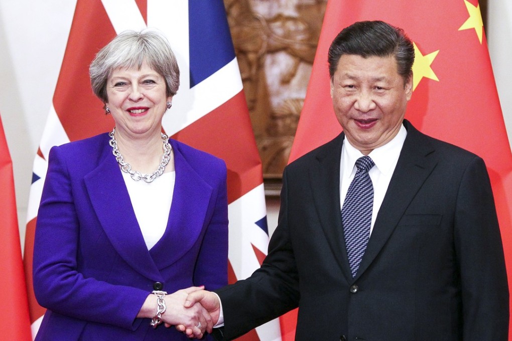 British Prime Minister Theresa May meets Chinese President Xi Jinping in Beijing on Thursday. Photo: Simon Song