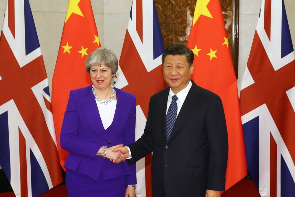 British Prime Minister Theresa May meets Chinese President Xi Jinping in Beijing. Photo: AFP
