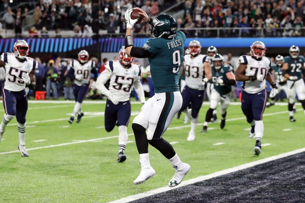 Philadelphia Eagles’ Nick Foles scores a touchdown during the Super Bowl victory over New England Patriots. Photo: Reuters