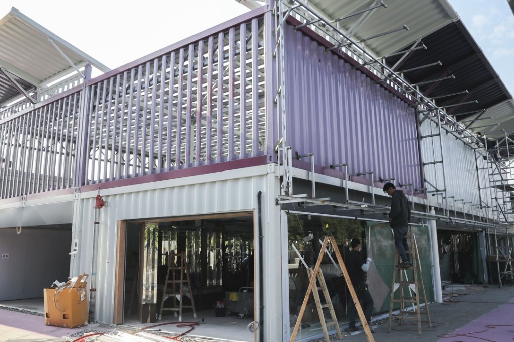 The Boxes during its construction at San Tin Tsuen Road in Yuen Long. Photo: K.Y. Cheng