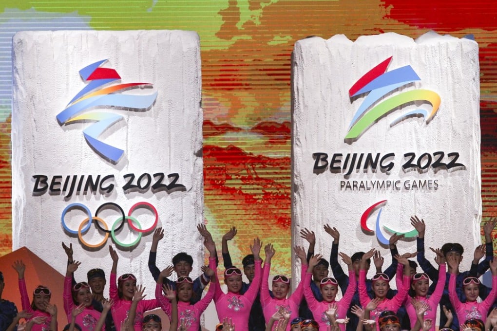 The emblems of the Beijing 2022 Olympic and Paralympic Winter Games being officially launched. Photo: Simon Song