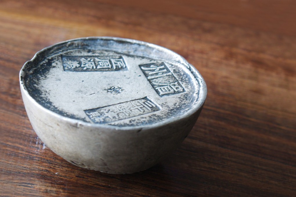 A silver sycee ingot bought at an antiques market in Quanzhou, Fujian province. Photo: Stuart Heaver