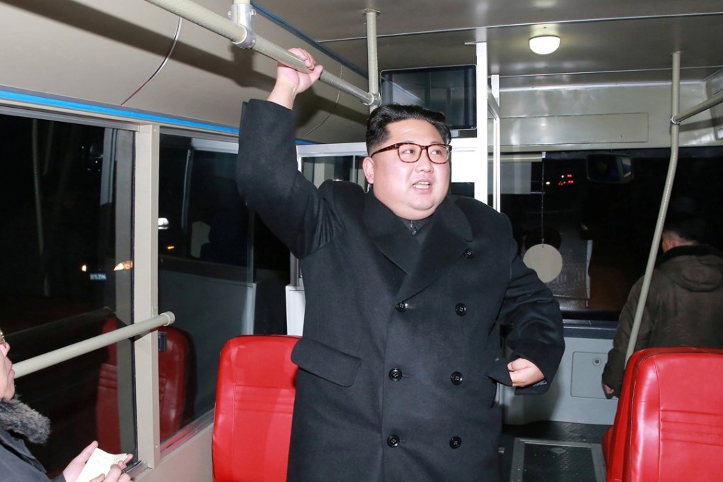 North Korean leader Kim Jong-un attends the trial of a trackless tramway, in this undated photo released by North Korea's Korean Central News Agency (KCNA) in Pyongyang on February 4, 2018. A new official has been named to head the North Korea’s military General Political bureau, South Korean parliamentary sources said. Photo: KCNA via Reuters
