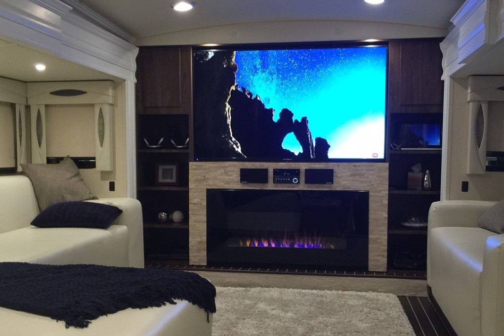 The living room of Furrion’s Limitless luxury RV, that was on show at CES 2018, the world’s largest consumer technology trade show, in Las Vegas, the US.