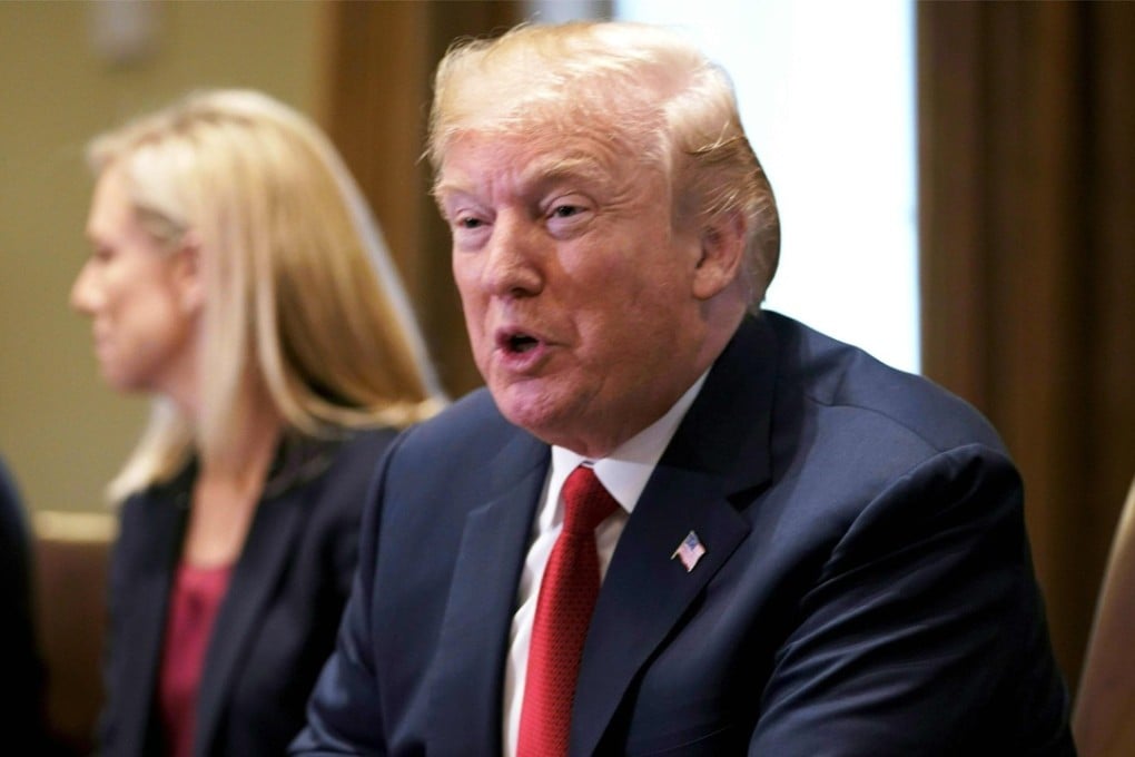 US President Donald Trump holds a roundtable discussion with law enforcement officials and local community leaders on the threat of the MS-13 gang on Tuesday. Trump said at the meeting he would welcome a governmnet shutdown if an agreement cannot be found on immigration. Photo: AFP