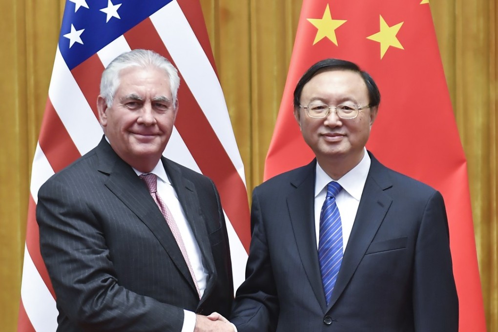 US Secretary of State Rex Tillerson (left) and State Councillor Yang Jiechi meet in Beijing in September. Photo: Xinhua