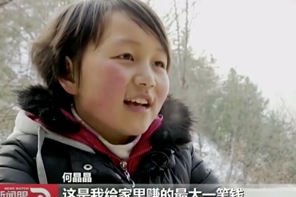 He Jingling, 12, sold her hair to buy a mobile phone so she could have more contact her migrant worker mother. Photo: Handout