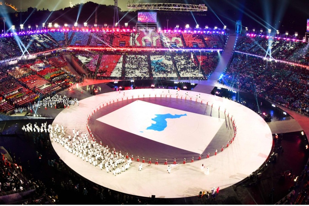 The Korean Unification flag during the opening ceremony of the Pyeongchang 2018 Winter Olympic Games. Photo: AFP