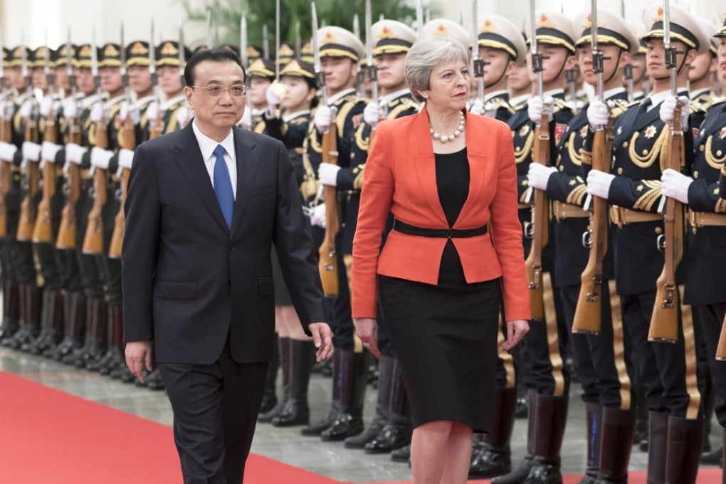 Chinese Premier Li Keqiang welcomes British Prime Minister Theresa May to Beijing. Photo: Xinhua