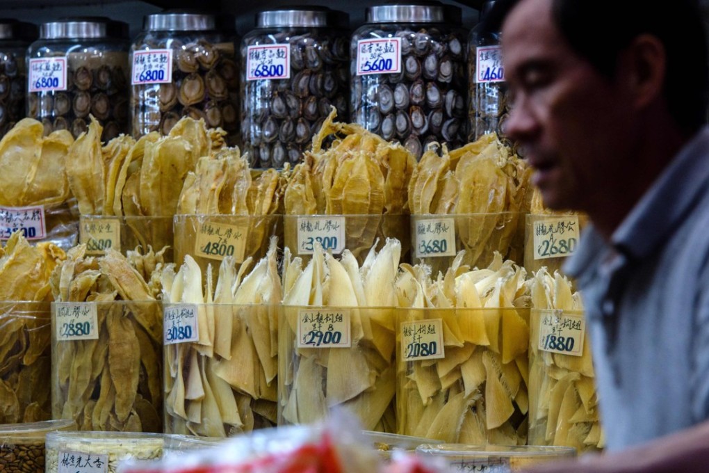 Shark fin on sale in a Hong Kong shop. Photo: AFP
