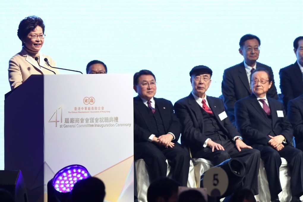 Hong Kong Chief Executive Carrie Lam Cheng Yuet-ngor at the Chinese Manufacturers’ Association of Hong Kong’s 41st General Committee inauguration. Photo: K.Y. Cheng