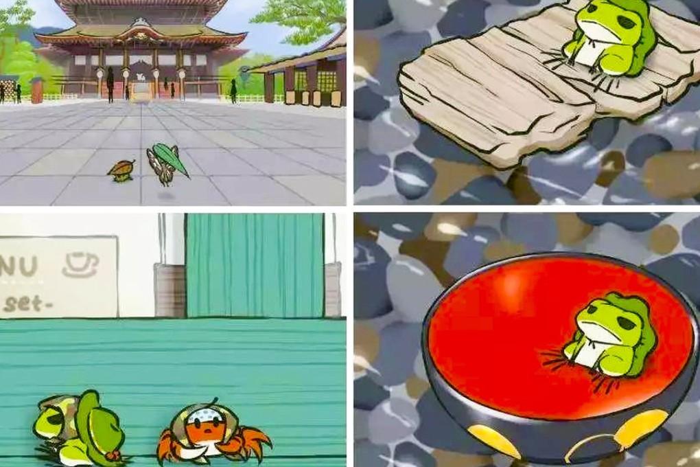 Scenes from the hit smartphone game Tabi Kaeru, or Travel Frog. The idea for the game came from Mayuko Uemura, a 26-year-old employee of developer Hit-Point, who has never written a line of computer code. Photo: cnfol.hk