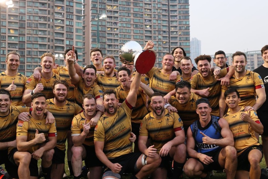 Tigers celebrate winning the league championship in the Hong Kong Premiership. Photos: HKRU