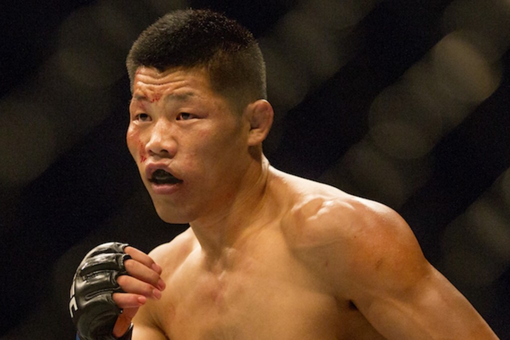 Li “The Leech” Jingliang in action at UFC 221 in Perth, Australia. Photo: Nicky Almasy
