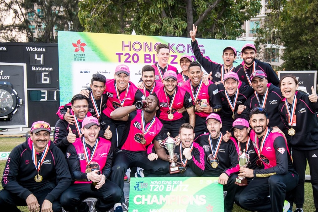 PThe Hung Hom JD Jaguars celebrate winning the Hong Kong T20 Blitz 2018. Photos: Ike Li / Ike Images