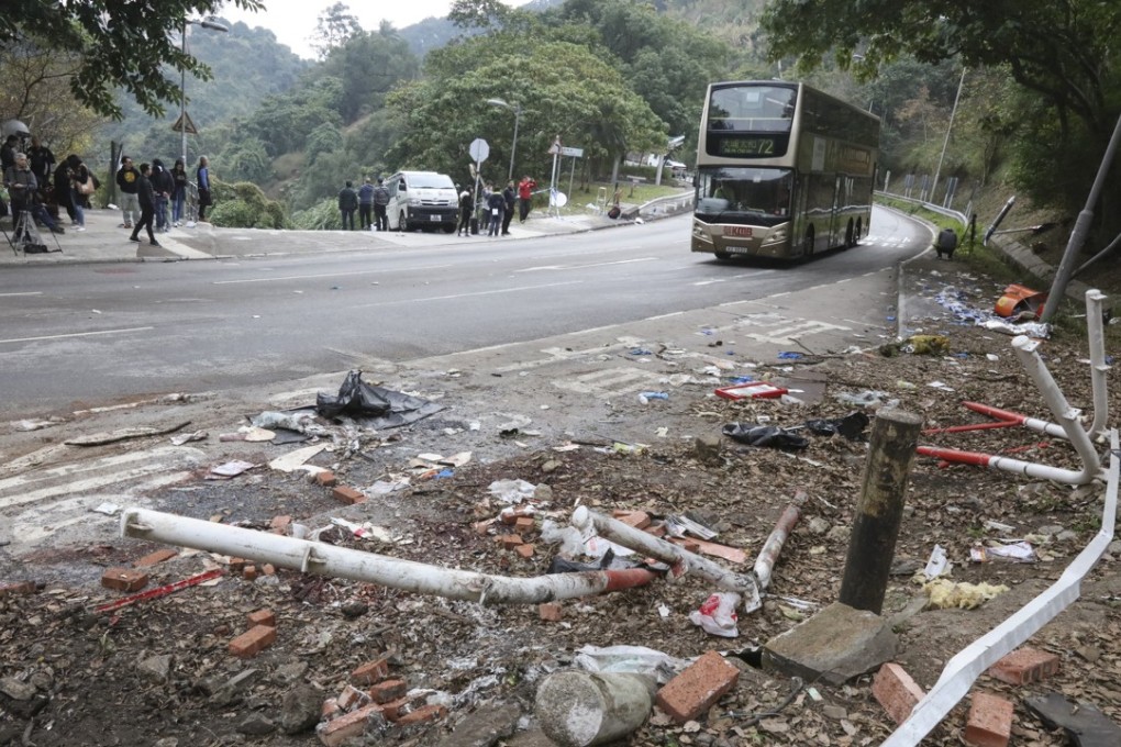 The scene of the crash on Sunday morning. Photo: Felix Wong