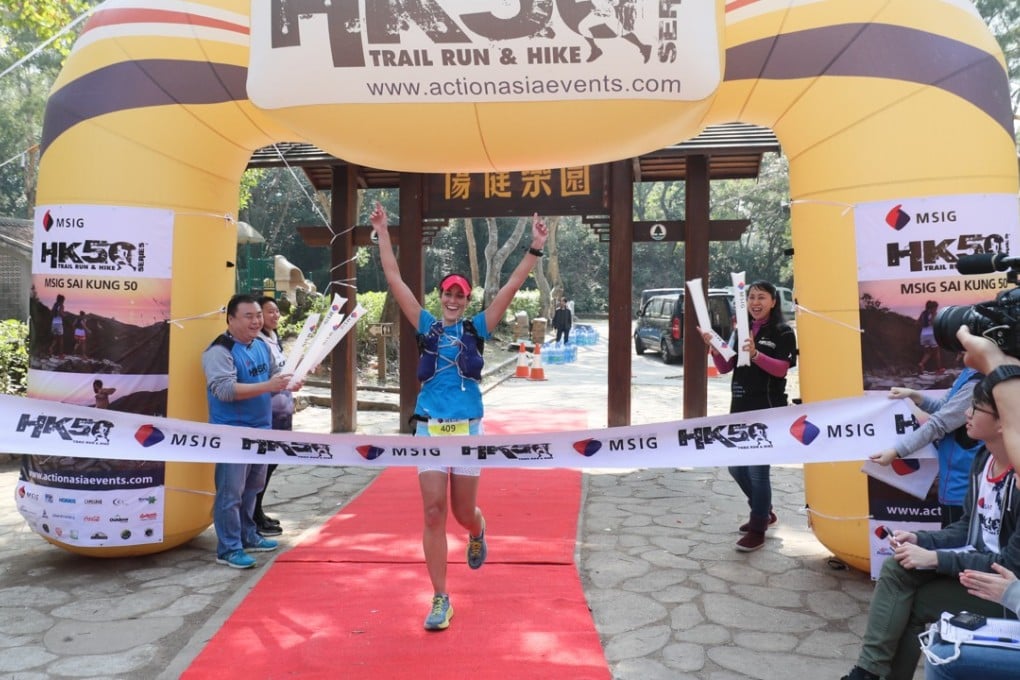 Nia Cooper crossing the finish line of the Sai Kung 50 2018. Photos: Action Asia