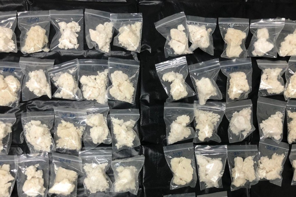 Three Hongkongers were picked up after officers intercepted their car in Yau Ma Tei at about 9pm on Monday. Officers seized 375 grams of crack cocaine along with cash. Photo: Handout