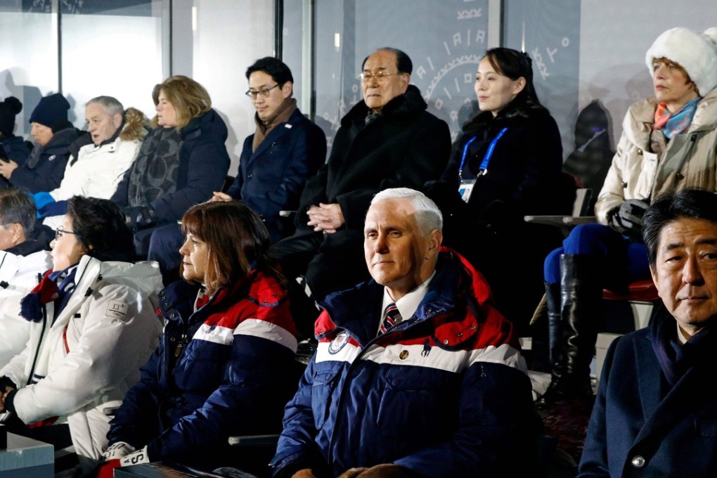 South Korea's President Moon Jae-in, Moon's wife Kim Jung-Sook, US Vice President Mike Pence, Pence's wife Karen Pence, Japan's Prime Minister Shinzo Abe, North Korea's ceremonial head of state Kim Yong Nam (back 3rd R), North Korea's Kim Jong Un’s sister Kim Yo Jong (back 2nd R) and German President Frank-Walter Steinmeier's wife Elke Buedenbender (back R) attend the opening ceremony of the Pyeongchang 2018 Winter Olympic Games. Photo: AFP