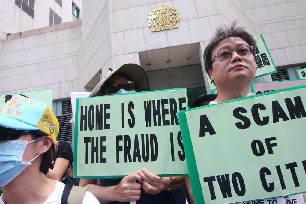 Victims of a suspected UK property investment scam marched to the British consulate in the city two years ago to demand that the government help them. Photo: David Wong
