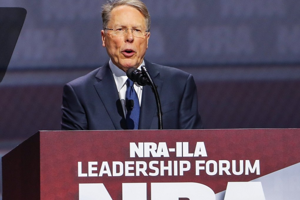 NRA leader Wayne LaPierre speaks to the National Rifle Association Leadership Forum in Georgia last year. Photo: EPA