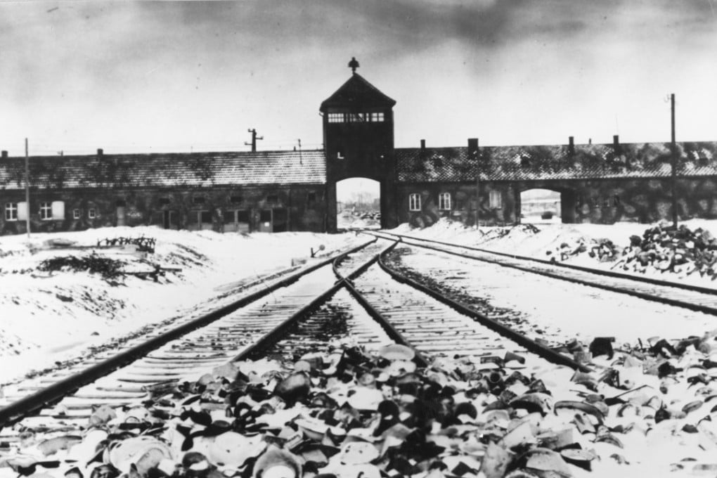 The Auschwitz concentration camp, in Poland, in 1945. Picture: AP