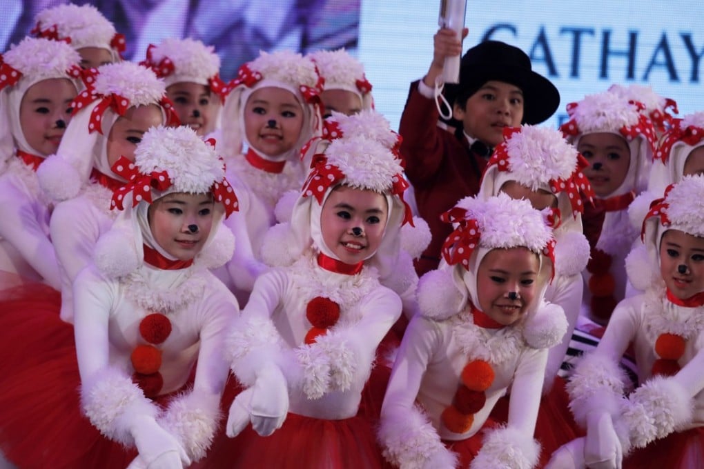 Children performing in the annual Lunar New Year parade in Tsim Sha Tsui on Friday. Photo: AP