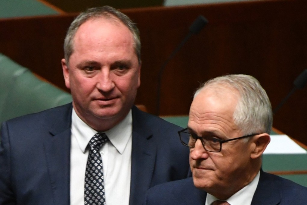 Australian Prime Minister Malcolm Turnbull and Deputy Prime Minister Barnaby Joyce during Question Time in the House of Representatives at Parliament House in Canberra on February 15, 2018. Photo: EPA
