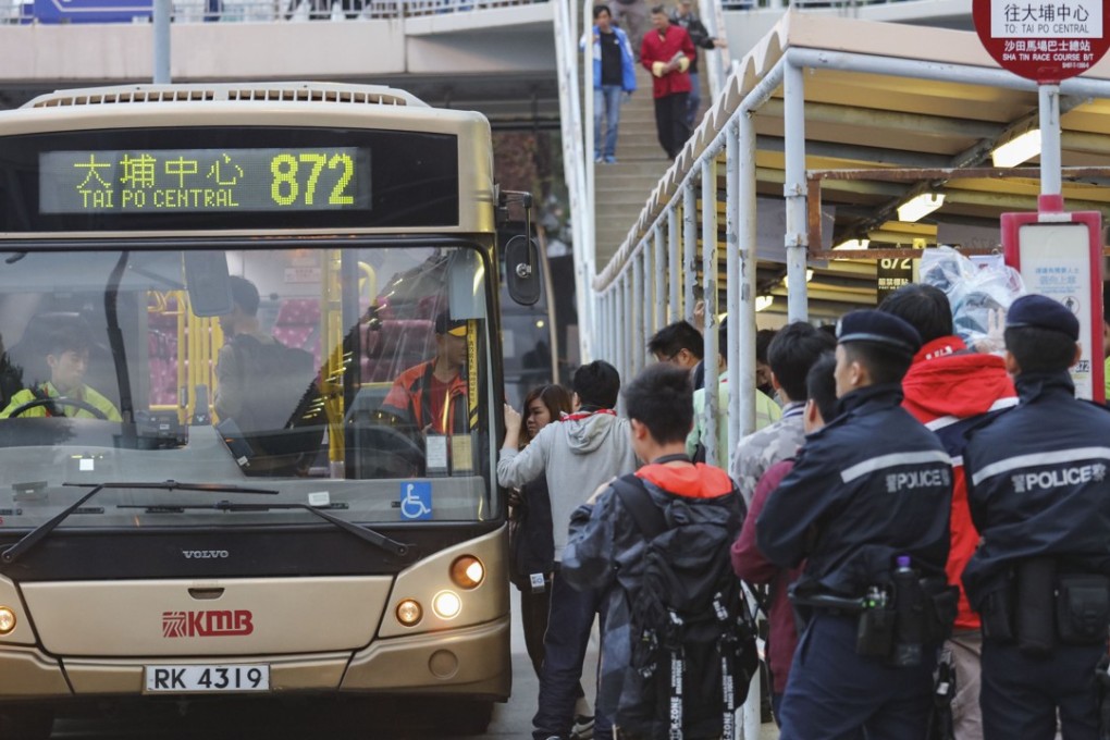 Police and extra KMB staff were on hand after the races. Photo: Felix Wong