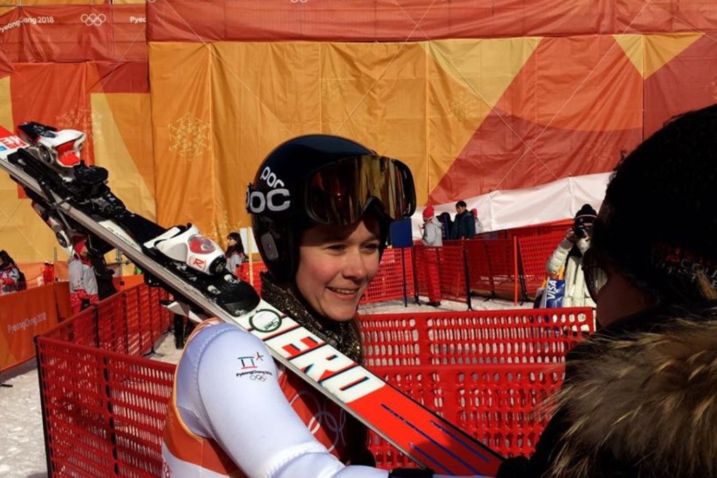 Arabella Ng after her giant slalom run at the 2018 Winter Olympics. Photos: Hugo Ng
