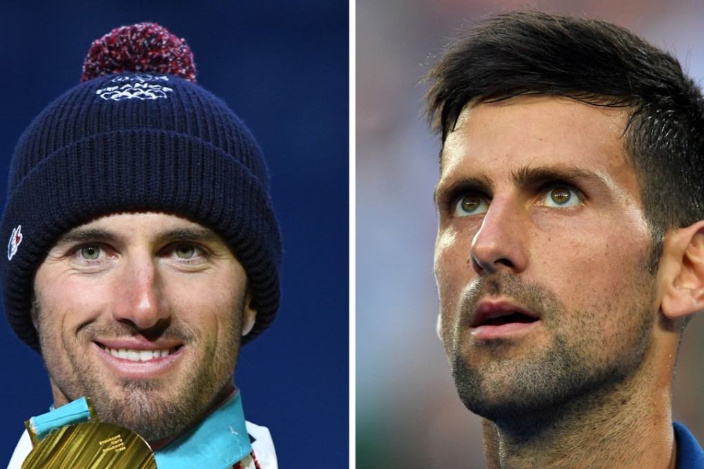 France's snowboard cross Olympic gold medallist Pierre Vaultier and Serbia's tennis ace, Novak Djokovic. Photo: AFP
