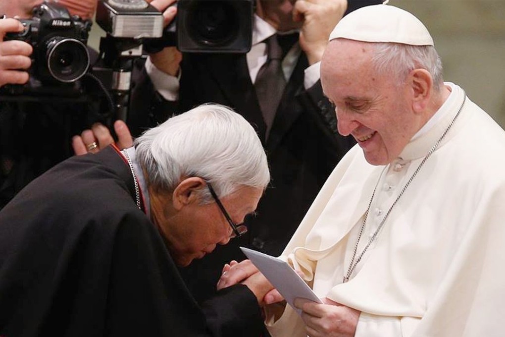 Cardinal Joseph Zen Ze-kiun meets with Pope Francis at the Vatican. Photo: FACEBOOK