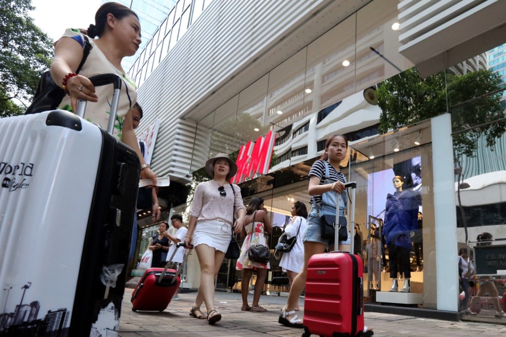 Tourists shopping on Canton Road, Hong Kong. Retail sales are picking up in the city but it is unclear if the rebound is sustainable. Photo: Felix Wong