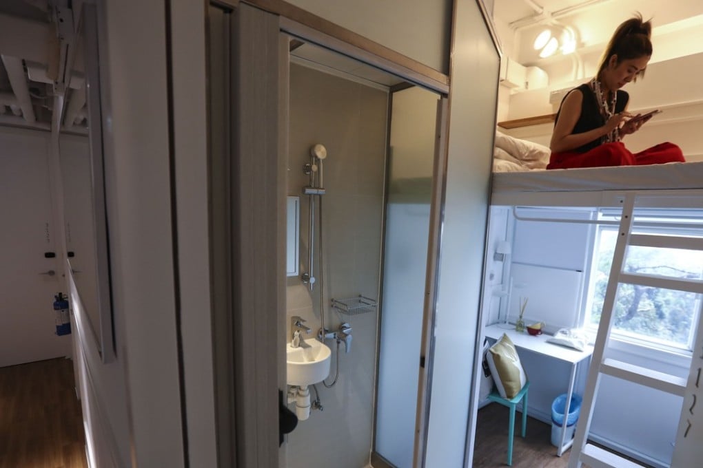 Inside a co-living unit at the Shouson Hill Mini Ocean Park Station development. Photo: Nora Tam