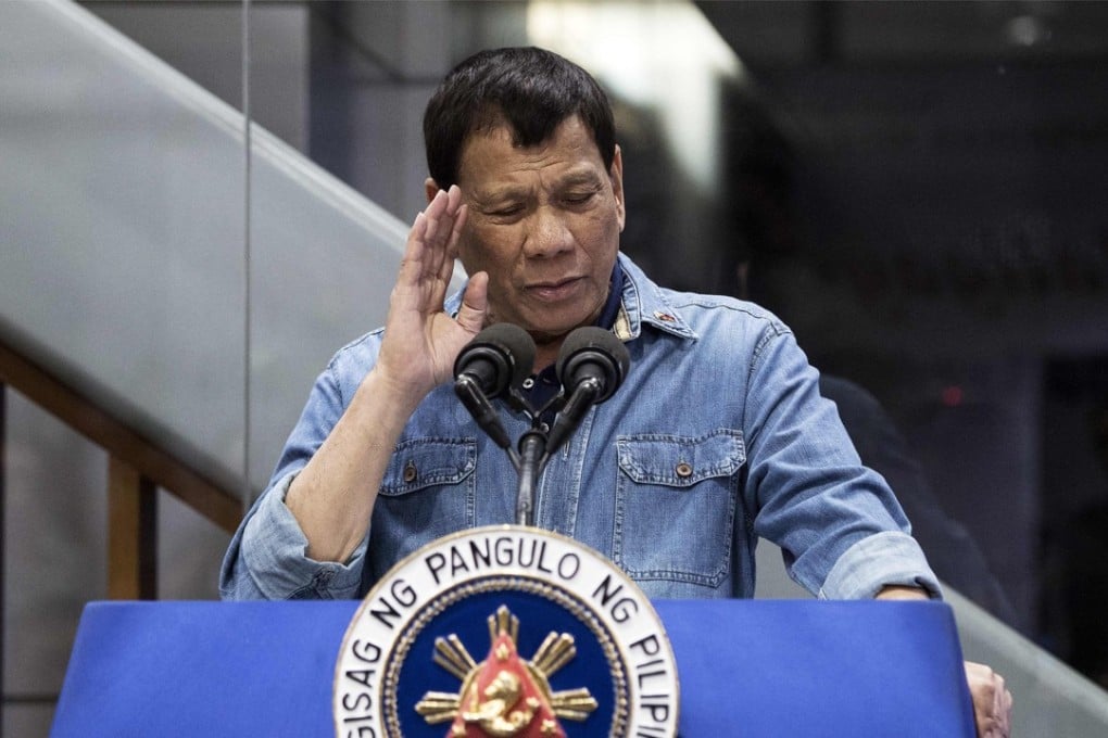 Philippine President Rodrigo Duterte (seen on February 13) has tried to quell fears over Chinese military development in the Spratly Islands, saying it’s only to defend against the US, not attack China. File photo: AFP