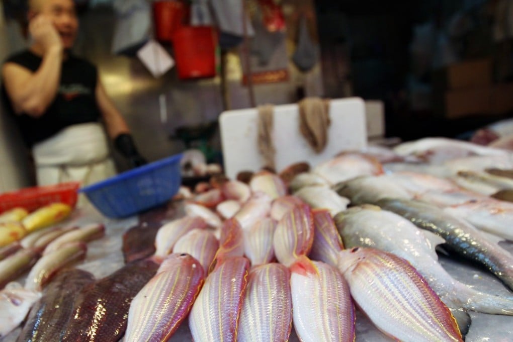Golden threadfin bream is sold at a wet market in Wan Chai. A recent survey of Hong Kong’s nine supermarket chains showed that all of them were selling at least one globally threatened species, including golden threadfish bream. Photo: Jonathan Wong