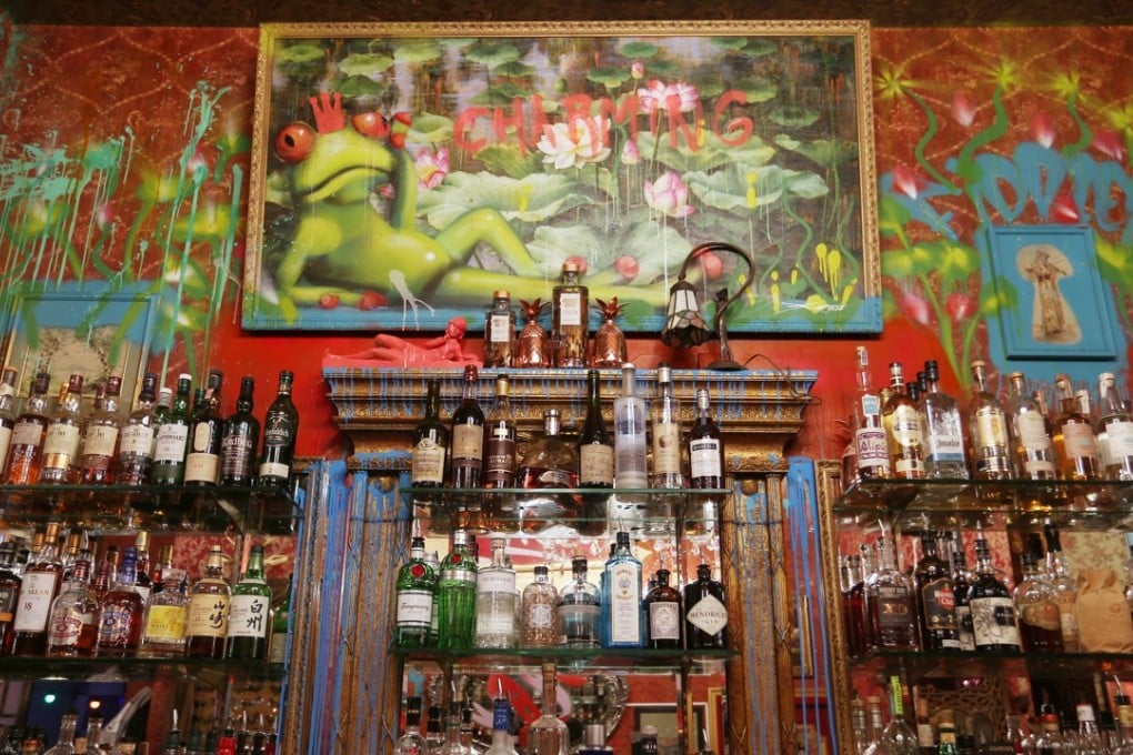 The bar at Le Boudoir in Central after its revamp by street artist Szabotage. Photo: Xiaomei Chen