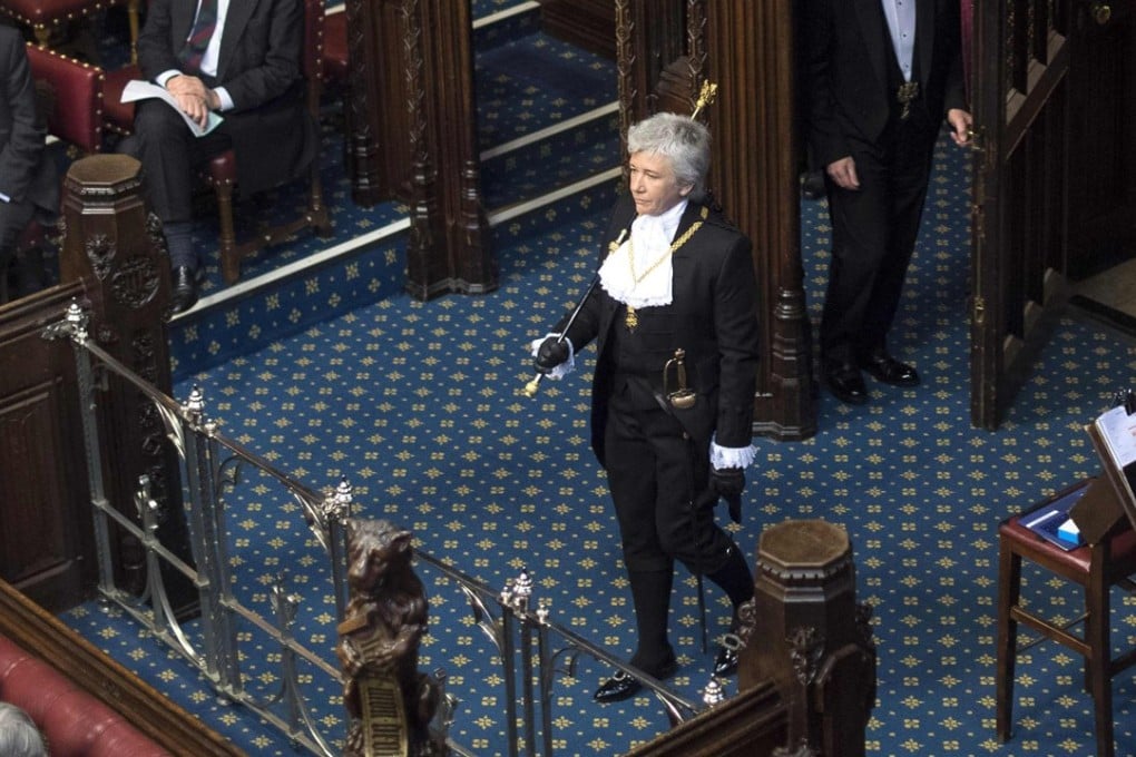 Newly appointed Lady Usher of the Black Rod, Sarah Clarke, is formally introduced in the House of Lords in London. Photo: AFP
