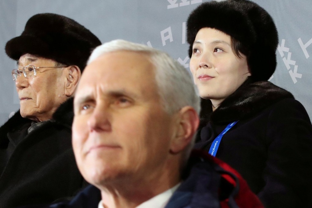 US Vice President Mike Pence, North Korea's nominal head of state Kim Yong-nam, and North Korean leader Kim Jong-un's younger sister Kim Yo-jong attend the Winter Olympics opening ceremony in Pyeongchang. Photo: Yonhap