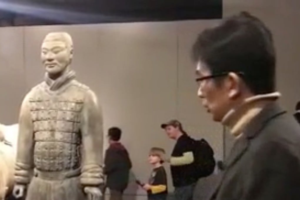 One of the CCTV reporters visits the exhibition at the Franklin Institute in Philadelphia. Photo: CCTV