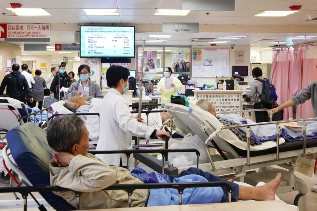 Patients wait to be sent to the ward at the accident and emergency area of Queen Elizabeth Hospital in March 2016. While the winter flu surge has brought the manpower shortage at public hospitals to attention, the situation has been a cause for concern for several years. Photo: Sam Tsang