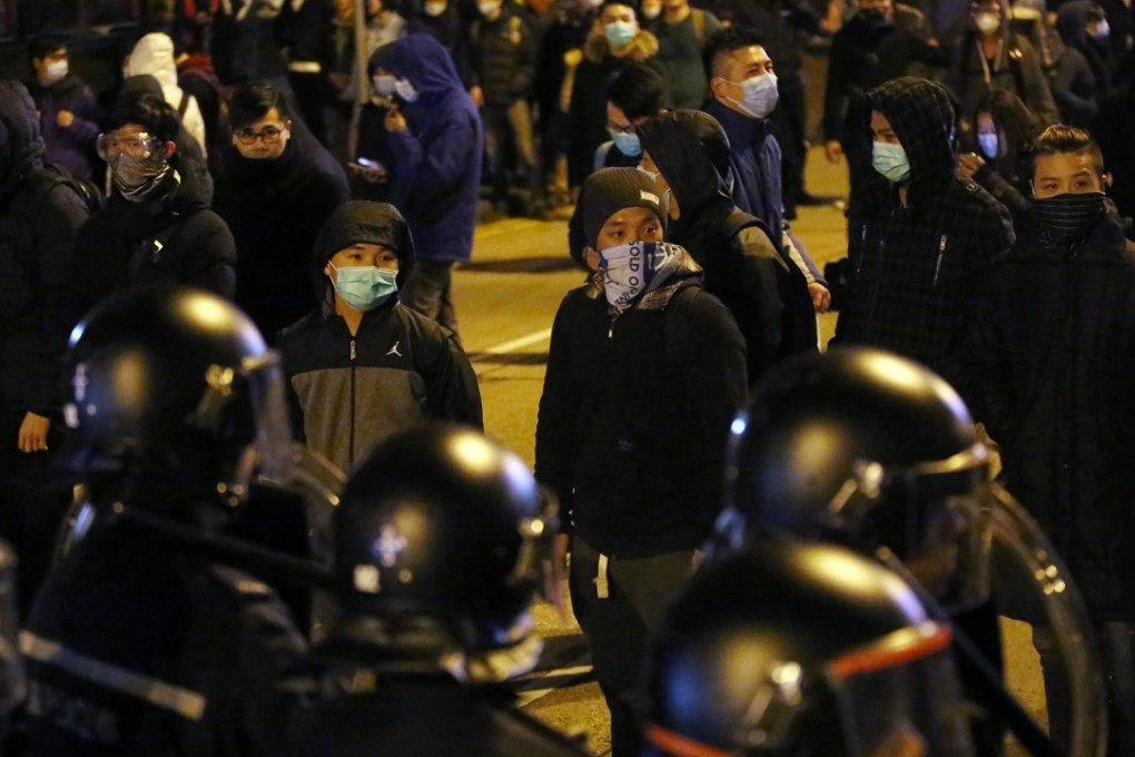 Masked protesters in Mong Kok during the riot in February 2016. Photo: Edward Wong