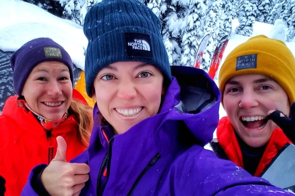 Gabrielle Degagne is flanked by flanked by Marian Krogh (left) and Nicole Newman on their all-women expedition through Kyrgyzstan. Photos: Handout