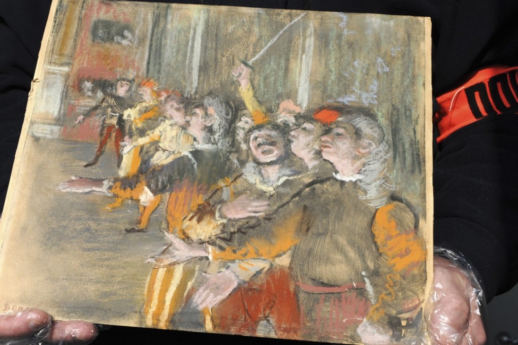 The stolen painting by French painter Edgar Degas, which was found in a suitcase on a buss near Paris earlier this month. Photo: AP