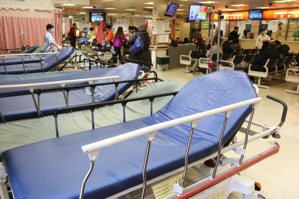Hospital beds at Queen Elizabeth Hospital in Yau Ma Tei as flu season continues. Photo: Felix Wong
