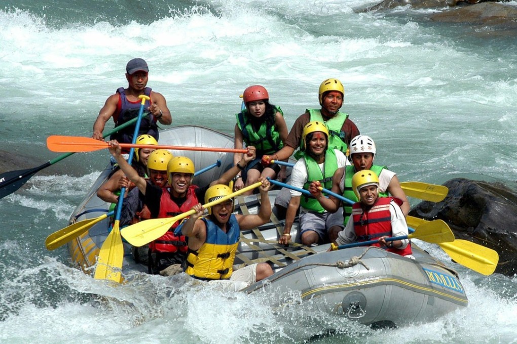 Tourists white-water raft at Bhote koshi river, 70km from Kathmandu. Photo: EPA